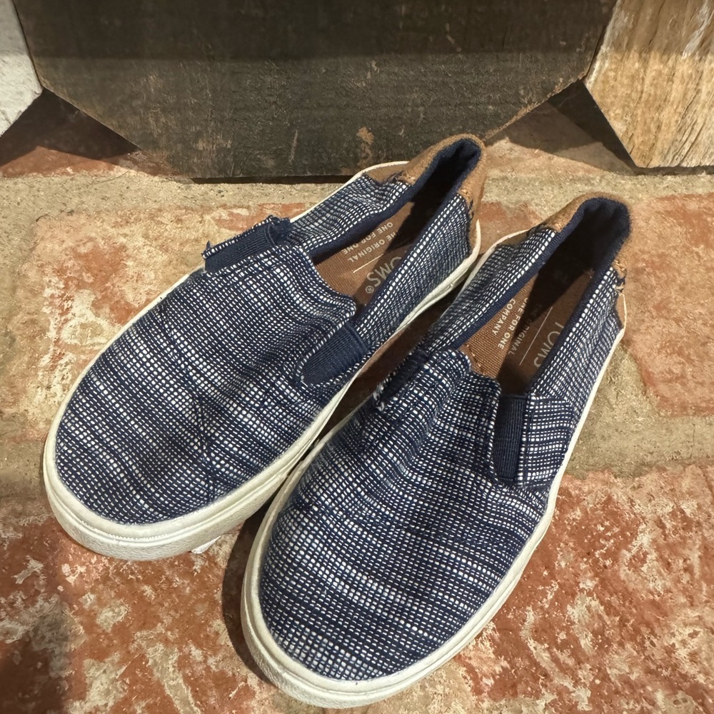 Toms Kids Navy and White Slip-On Sneakers